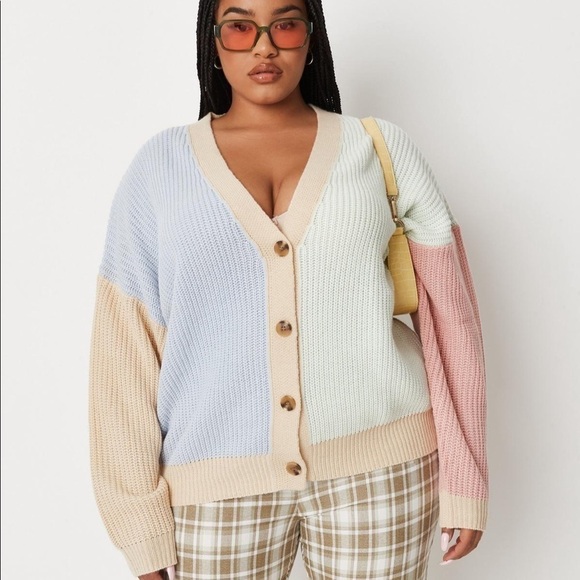 Missguided Sweaters - NWT misguided plus color block knit cardigan sz.14/16